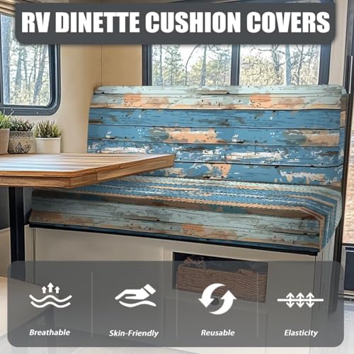 Board Stripes RV Sofa Covers - Stretchable Camper Seat Protector with Elastic Edges, Non-Slip Furniture Covers for RV Dinette, Lightweight & Washable - color: Board Stripes