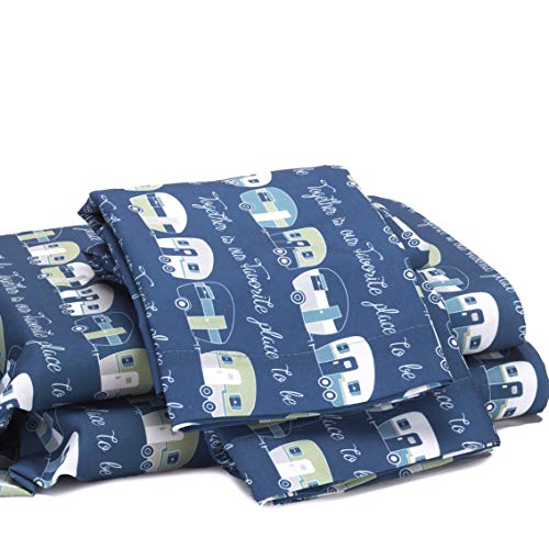 The Lakeside Collection Our Favorite Place is Together Bedding Sheet Set with Pillowcases - King - 4 Pieces, Blue/Gray - size: King Sheets