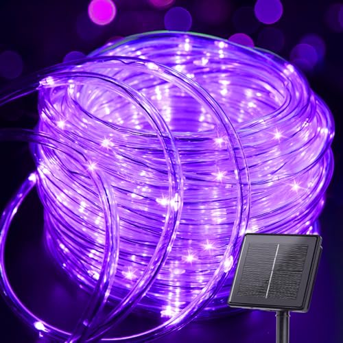 Brightown Solar String Lights Outdoor, 39FT 100 LED Halloween Solar String Lights with 8 Modes, Halloween Decoration Outdoor, Waterproof Solar Rope Lights for Outside Tree Yard Christmas Party, Purple - color: Purple, size: 100 LED