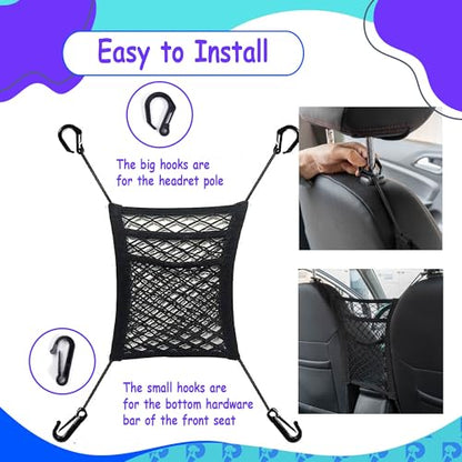 Dog Car Net Barrier Pet Barrier with Auto Safety Mesh Organizer - Stretchable Storage Bag - Universal Fit for Cars and SUVs - Easy Install Car Divider for Safe Driving with Children, Pets