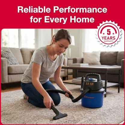 Koblenz Wet Dry Vacuum Cleaner, 2.5 Gallon 2.5 PHP, 60 CFM, 10 ft Reach, TWIST-N-LOCK Hose, Wall Mount, Small Shop Vac, Portable Shop Vac for Home Car Garage, Accessories Included, Blue/Black, WD-2.5L - size: 2.5 Gallon 2.5 HP