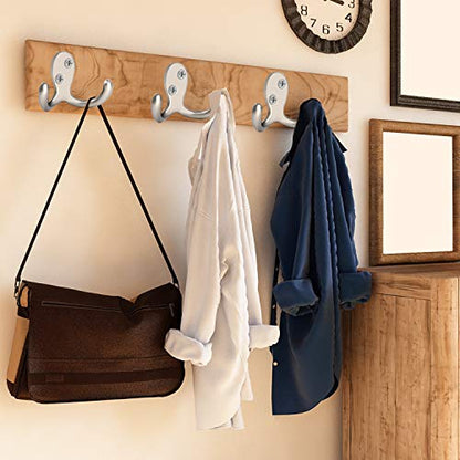 IBosins 20 Pack Heavy Duty Coat Hooks Wall Mounted with 40 Screws Wall Hooks Retro Double Prong Hooks Utility Hooks for Coat, Scarf, Bag, Towel, Key, Cap, Cup, Hat - color: 20 Pcs Silvery
