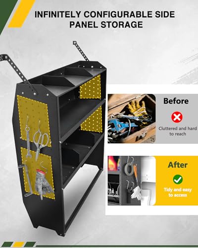 52" W x 46" H x 13" D Cargo Van Shelving Storage System Fit for Ford Transit, GMC Savana, Chevy Express, Nissan NV, Ram Promaster, Mercedes-Benz Sprinter and Metris