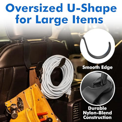 Travel Depot XL Hard Hat Holder for Truck Seat – Heavy-Duty Headrest Hooks, Hardhat Buddy Hanger & Seat Back Organizer for Hard Hats, Bags & Gear, Truck Accessory Organizer, 4-Pack - size: 4 Pack
