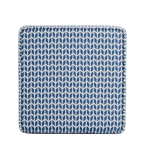 HomePop 18" Classic Square Storage Ottoman - Blue Chevron Print - color: Blue Chevron Print