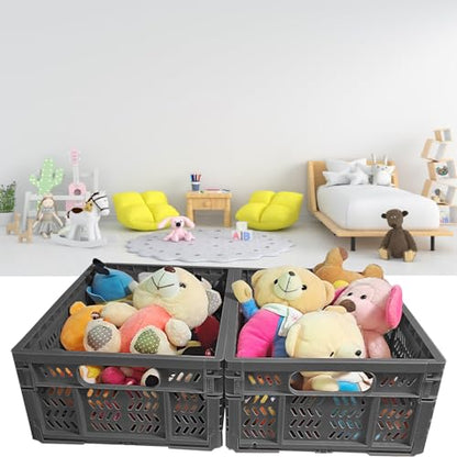 4-Pack Plastic Storage Crates,20L Foldable Baskets,Collapsible Crates, Baskets and Bins for Toys, Home Storage, Office Products, Gifts, Easter Eggs (Grey) - color: Dark Grey-4P