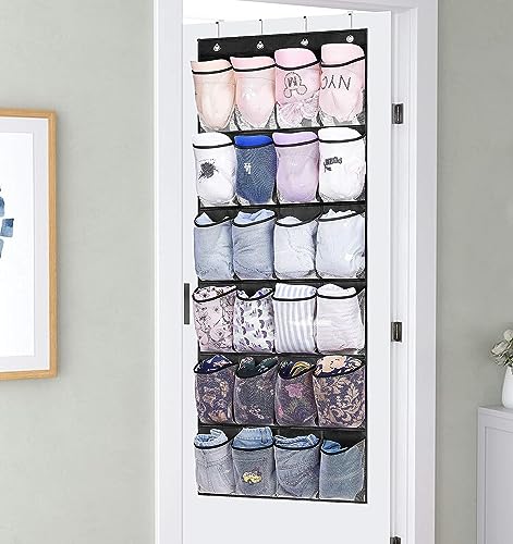 MISSLO Over The Door Organizer 24 Large Mesh Shoe Storage Pockets, Black