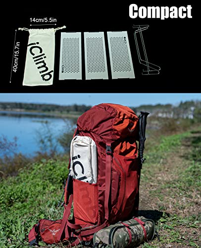 iClimb Mini Solo Folding Table Ultralight Compact for Backpacking Camping Hiking Beach Picnic (Nature - L) - color: Nature, size: Large