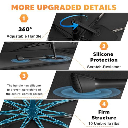 KUST Sun Shade Umbrella for Toyota RAV4 2019-2025 2026 | Custom Fit Windshield Sunshade | Foldable Sunshade with Bendable Handle | Blocks Heat & UV Rays Keep Car Cool Sunshield - size: For RAV4 19-26