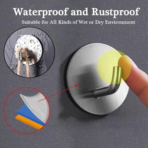 8 Pack Silver Adhesive Wall Hooks, Towel Hooks for Bathrooms, Sticky Hooks for Hanging, Stick on Wall Mount for Bathroom Kitchen Bedroom No Drill - style: R-Silver-90°