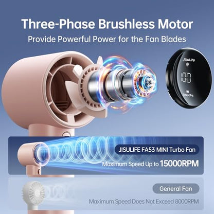 JISULIFE Handheld Fan Pro1S - Next-Gen Airflow: Up to 12h Runtime, Pearlescent ABS - Elegant Strength, 1-100 Speed Scroll Wheel, 3600mAh-Portable Fan for Travel, Gifts for Women Men(Iceberry Pink) - color: Iceberry Pink