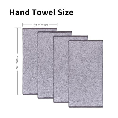 Everplush 4-Piece Premium Hand Towel Sets: Super-Soft, Highly Absorbent & Quick Drying Bathroom Towels – Versatile for Hotel, Bathroom, Shower, Spa, 16x30 Inches(Grey, 16" x 30") - color: Grey
