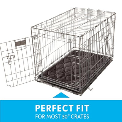 Paw Inspired Washable Padded Crate Mats for Dogs | 29” x 18” Pad, Fits 30-inch Kennels | Leakproof, Waterproof Bottom, Plush Pet Beds (Gray) - color: Gray, size: 30 Inch