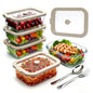 5 Pack 35 oz Glass Meal Prep Containers, Plastic-Free Glass Food Storage Containers with Lids, 4.4 Cups Airtight Glass Lunch Containers for Leftovers, Microwave, Oven, Freezer and Dishwasher - size: 35oz