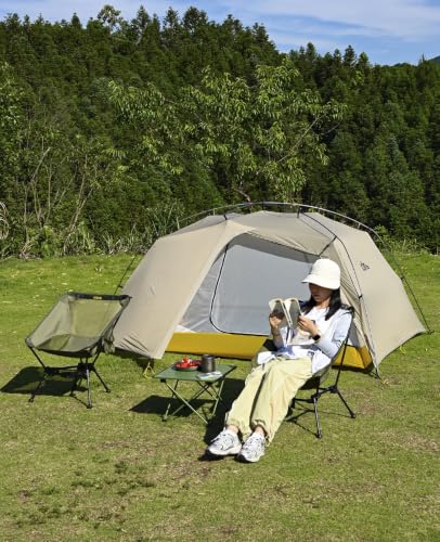 iClimb Ultralight Compact Camping Folding Beach Chair with Anti-Sinking Large Feet and Back Support Webbing (Green - Triangular Frame) - color: Green (Triangular Frame)