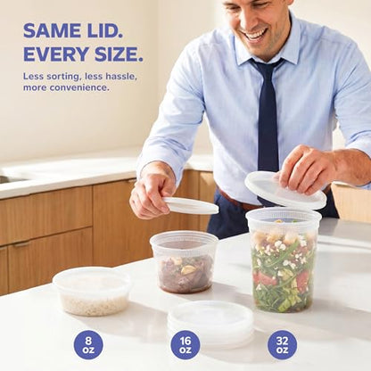 GUSTO [48 Sets 16 oz. Plastic Deli Disposable Food Storage Containers With Airtight Lids (Formerly Comfy Package) - size: 16 oz