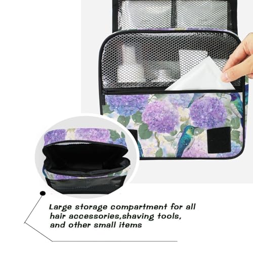 Flower Floral Hummingbirds Hanging Toiletry Makeup Bag Travel Organizers Toiletries Cosmetics Bag for Women Men - color: Flower Hummingbirds