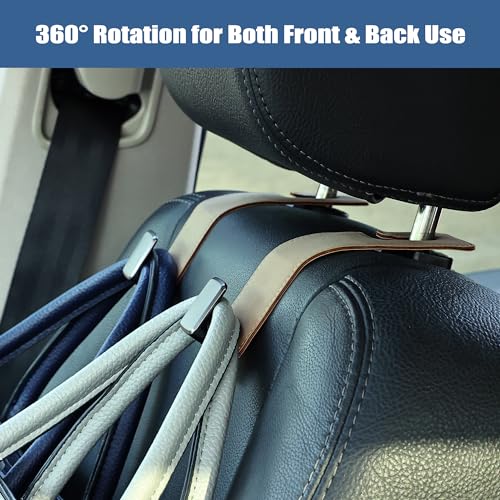 Amooca Car Seat Back Hook Universal Auto Storage Hanger Suede with Metal Car Seat Organizer for Handbag Purse Coat Umbrellas Grocery Bags 2 Pack Beige - color: Beige