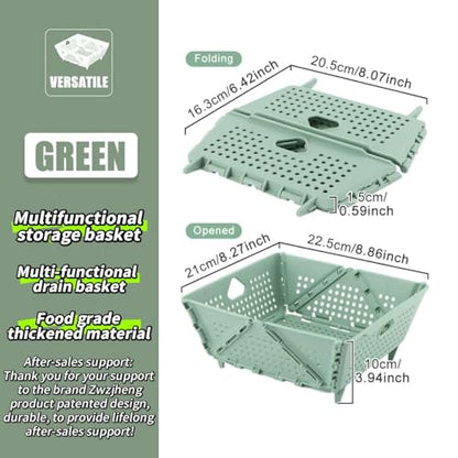 Thickened Collapsible multifunctional Colander for Kitchen, Wash Foldable Storage Drain basket for Pasta, Fruit, Vegetables, snack，Berry Space-Saving ，RV camper, Tabletop storage organization basket