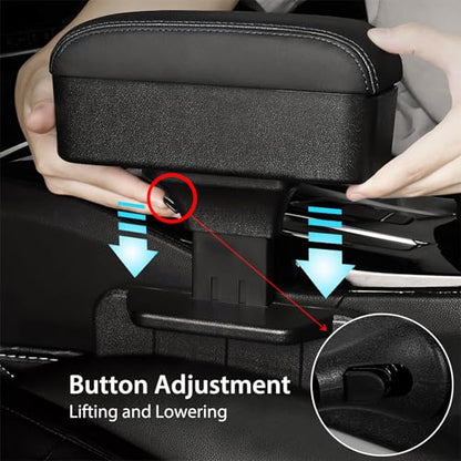 Rupse Car armrest Storage Box,Car Center Console armrest Box with Cup Holder,Forearm Wrist Support Adjustable Armrest for Most Car Models - style: Black