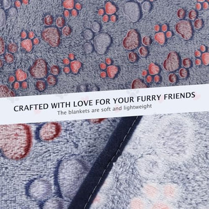 BVAGSS 6 Pack Small Dog Blanket, Super Soft Warm Pet Cover Blankets, Paw Print Puppy Fleece Flannel Blanket for Small Medium Dogs and Cats MW003 - color: Blue Paw, size: 6 Pack of 29.9x20.5 Inches