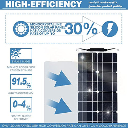 400 Watt Flexible Solar Panel for RV, 2 × 200 Watt 12 Volt Solar Power Panel Kit Photovoltaic Module Monocrystalline Solar Panels for Camping Off Grid Car Battery Charging Boat - color: 400W