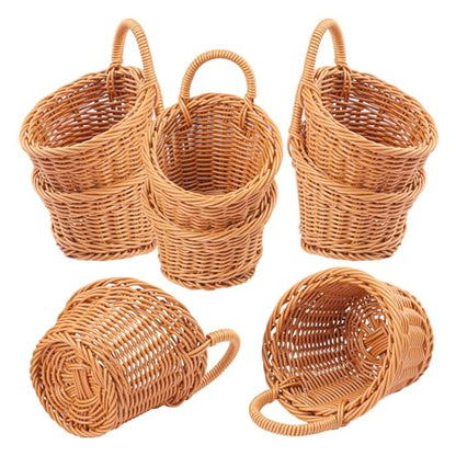 8 Pack 5.5 x 4.3 inch Woven Hanging Fruit Basket, Wall Hanging Wicker Baskets, Wall fruit Wicker Basket for Kitchen, Planter, Vegetable & Fruit, Boho Home Decor - size: 8 Pack 5.5 x 4.3 inch