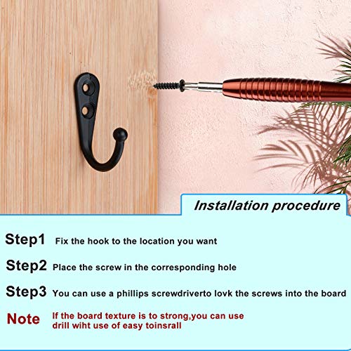 ZAYBOD 15 Pack Black Wall Hooks, Premium Zinc Alloy Coat Hook | Modern style, moisture-resistant finish. For entryway, bathroom, kitchen, keys, hats, towels, bags - color: 15PCS + Single Hook