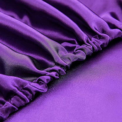 Homiest 3pcs Satin Sheets Set Luxury Silky Satin Bedding Set with Deep Pocket, 1 Fitted Sheet + 1 Flat Sheet + 1 Pillowcase (Twin XL Size, Purple) - color: Purple, size: Deep pocket - Twin XL size