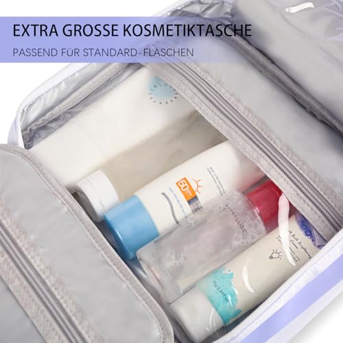 Bosidu Hanging Travel Toiletry Bag,Large Capacity Cosmetic Travel Toiletry Organizer for Women with 4 Compartments & 1 Sturdy Hook,Perfect for Travel/Daily Use/Christmas - color: M-sky blue