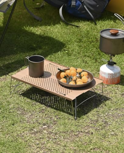 iClimb Mini Solo Folding Table Ultralight Compact for Backpacking Camping Hiking Beach Picnic (Nature - S) - color: Nature, size: Small