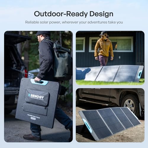 Renogy 200W Portable Solar Panel, IP65 Waterproof Foldable Solar Panel Power Backup, Solar Charger for Power Station RV Camping Off Grid - size: 200W