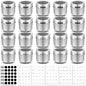 Bekith 20 Pack Magnetic Spice Jars, Magnetic Spice Containers for Refrigerator, Seasoning Tins with Clear Top Lid, 240 PVC Spice Label Set