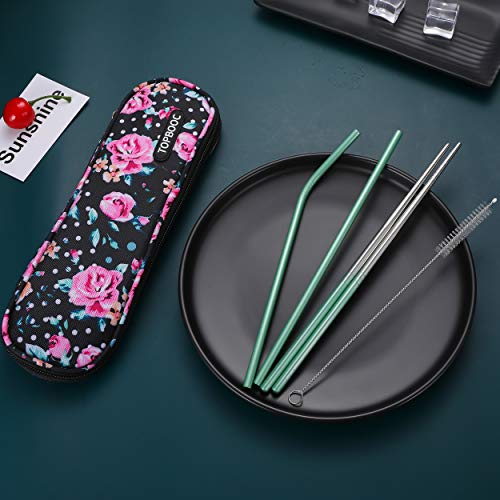 Travel Utensils,Reusable Silverware Set To Go Portable Cutlery Set with a Waterproof Carrying Case for Lunch Boxes Workplace Camping Picnic (GraGreen) - color: Gradient Green + TeaSpoon