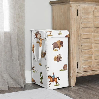 Sweet Jojo Designs Laundry Hamper (Western Cowboy) for Boys, Foldable Dirty Clothes Basket with Handles for Baby Nursery, Kids Bedroom, Teen Bathroom (Wild West, Southern Charm, Country, South, Horse) - color: Country Western