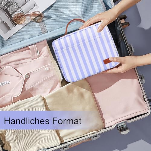 Bosidu Hanging Travel Toiletry Bag,Large Capacity Cosmetic Travel Toiletry Organizer for Women with 4 Compartments & 1 Sturdy Hook,Perfect for Travel/Daily Use/Christmas - color: M-sky blue