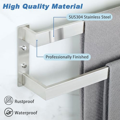 Alise Double Towel Bar, 24" Towel Racks for Bathroom Wall Mounted SUS304 Stainless Steel, Heavy Duty Bathroom Towel Holder, Quick Drying Towel Hanger, Brushed Nickel - color: Brushed Nickel, size: 24-inch