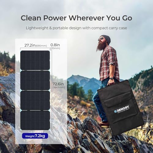 Renogy 220W Portable Solar Panel Suitcase, 23% High Efficiency Foldable Solar Charger for Power Station, Durable for Decades, with Sturdy Kickstands, IP67 Waterproof for RV Camping Off-Grid Blackouts - size: 220W Solar Suitcase