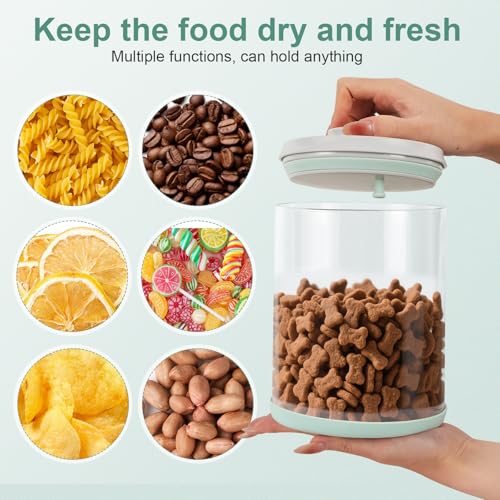 Dog Treat Container Airtight Jar 2.2Qt/2L, Glass Food Jars with One-Touch Lid for Dog or Cat Treats, Kibble, Snacks – Pantry Storage Canister for Kitchen or Countertop (2.2Qt - 2L) - size: 2.2 Qt