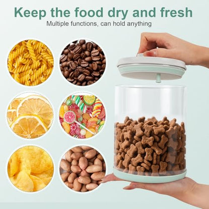 Dog Treat Container Airtight Jar 2.2Qt/2L, Glass Food Jars with One-Touch Lid for Dog or Cat Treats, Kibble, Snacks – Pantry Storage Canister for Kitchen or Countertop (2.2Qt - 2L) - size: 2.2 Qt