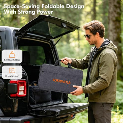 SOKIOVOLA 100W Portable Solar Panel MC-4 Foldable Solar Panel Charger Kits 18V IP68 Waterproof Lightweight and Compact for Small Power Station RV Travel Outdoor Activities - color: 100 Silver Grey