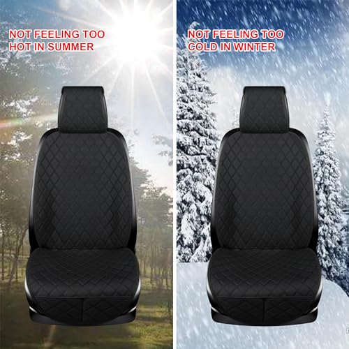 ENOGE Linen Car Seat Cover, Front Car Seat Covers, Driver Seat Protector with Soft & Breathable Cloth Fabric for All Seasons Universal Fits Most Automotive, Van, SUV, Truck (Black, 1 Front) - color: Linen-Black-3