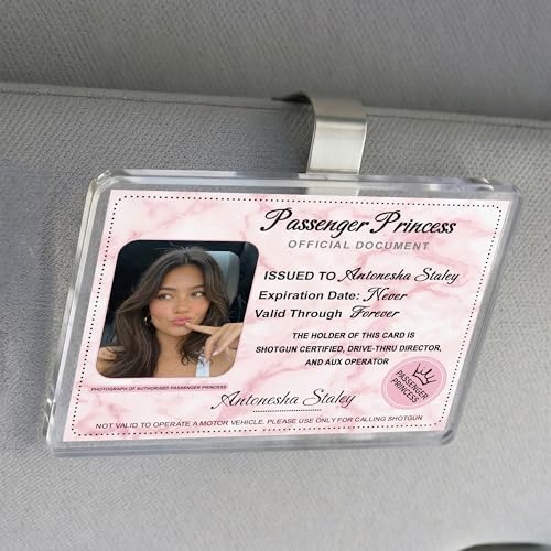 Gossby Passenger Princess Visor Clip - Custom Photo Gift for Couples | Passenger Princess Car Accessories, Romantic Visor Clip For Him, Couple Keepsake For Boyfriend, Anniversary Car Decor - color: Passenger Princess