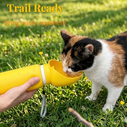 Portable Dog Water Bottle, 19 oz/550 ml Collapsible Pet Travel Cup with Foldable Silicone Bowl, Food-Grade Silicone Water Dispenser for Walking, Hiking & Travel, Yellow (Yellow) - color: Yellow