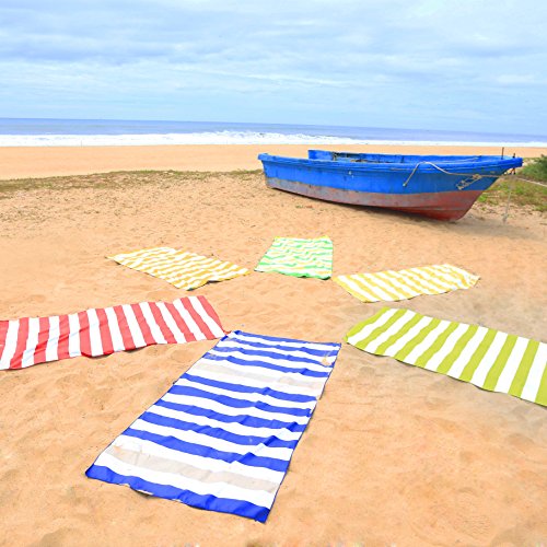 Your Choice Microfiber Beach Towel, Sand-Free Quick Dry Travel Towel, Oversized Compact Lightweight Recycled Towel for Pool Camping(67"x35"/60"x30") - color: K-dark Blue&khaki Stripes, size: Extra Large(67x35")