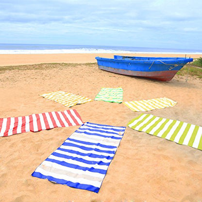 Your Choice Microfiber Beach Towel, Sand-Free Quick Dry Travel Towel, Oversized Compact Lightweight Recycled Towel for Pool Camping(67"x35"/60"x30") - color: K-dark Blue&khaki Stripes, size: Extra Large(67x35")