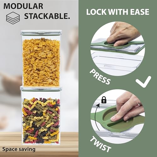 4-Pack Airtight Pantry Containers, 1.9 QT / 1.8 L Clear Food Storage Jars with Leakproof Twist-Lock Lids, Detachable Lid for Easy Cleaning, Cereal, Pasta, Rice, Oats, Snack Storage -Black - color: Black