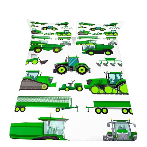 Erosebridal Equipment Trucks Bed Sheet Twin, Tractor Fitted Sheet Twin Size Farm Excavator Vehicle Bedding Sets for Child Kids Boys Teens Farm Construction Car Fitted Bed Sheets for Bedroom Decor - color: Multi 0220, size: Twin (No Top/Flat Sheet)