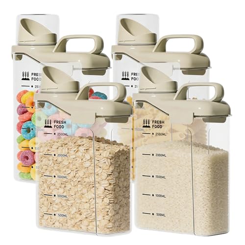 Rice Storage Container 5.5LBS-Airtight Food Storage Organizers BPA free Kitchen Storage Containers Material Suitable for Rice, Cereal, Flour,etc Pet Food Storage Container（4PC） - color: Clear