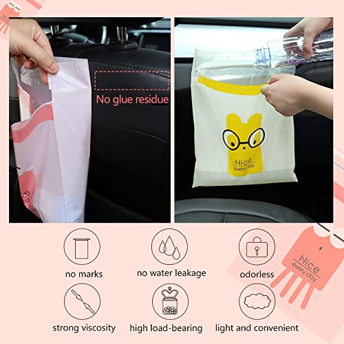 72pcs Car Trash Bags Easy Stick-On Disposable Portable Car Garbage Bags, Waterproof Leak Proof Barf Vomit Bags, Self Adhesive Cleaning Bags for Cars, Bedrooms, Bathrooms, Offices, Kitchens - Pattern A - color: A-72 Pieces